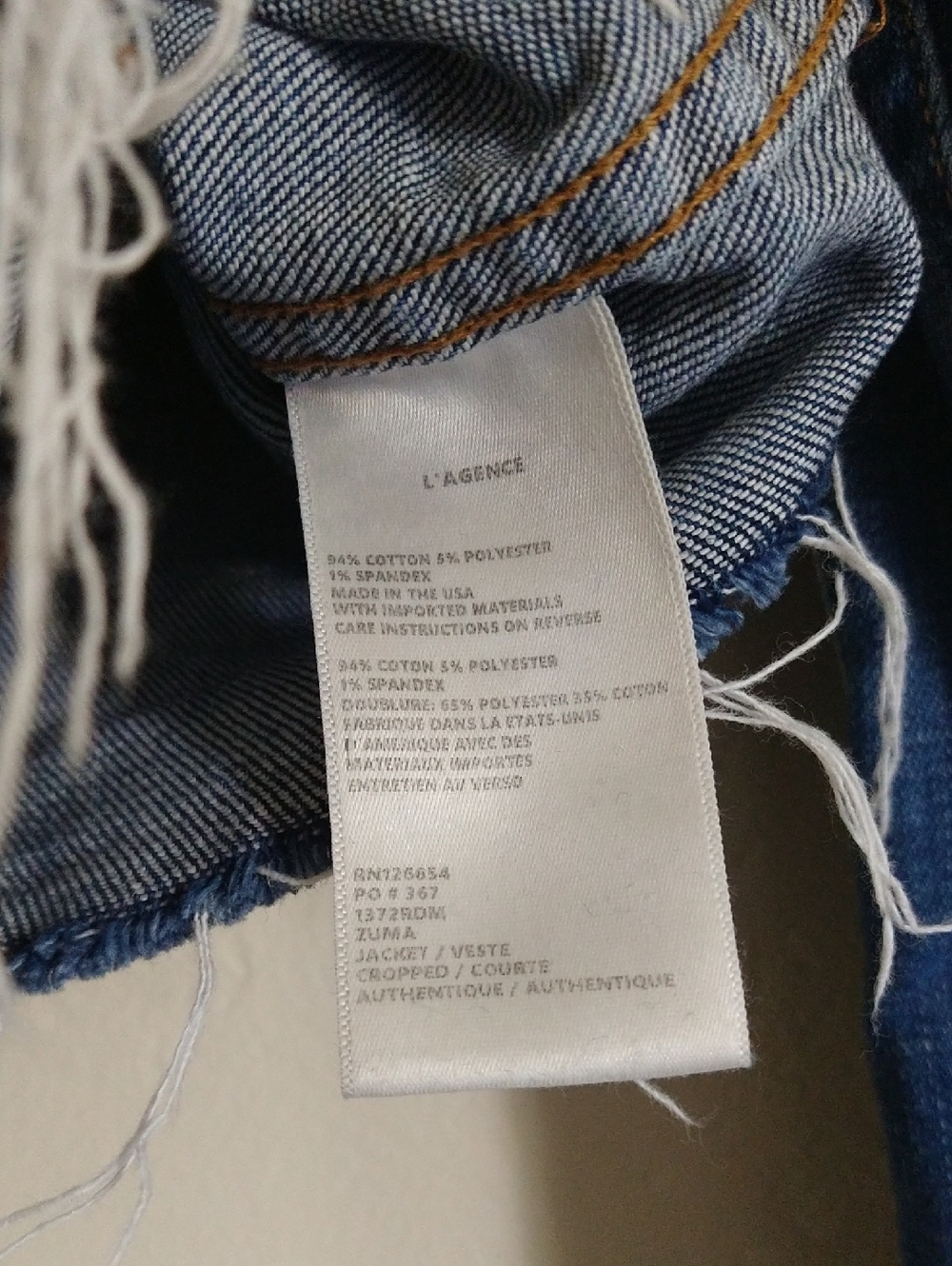 L'AGENCE Blue Denim Jacket Size Large - Picture 3 of 5